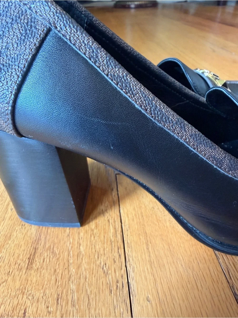 Michael Kors Brown and Black Logo Plaque Loafers